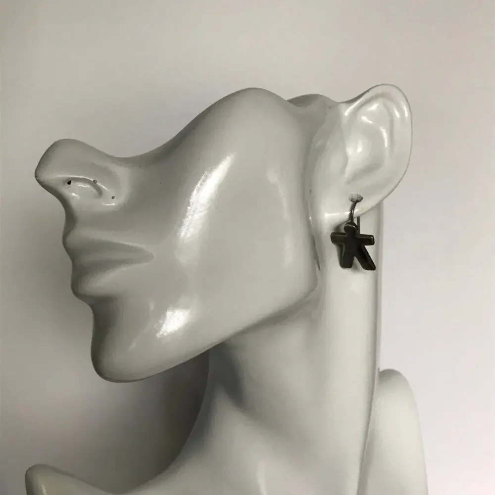 Estate Vintage 925 Mexico Sterling Silver Family Boy & Girl Figure Earrings